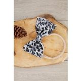 El Yapimi Buyuk Fiyonk Dogal Pamuklu Bebek Cocuk Kiz Sac Bandi Cool Leopar Gri