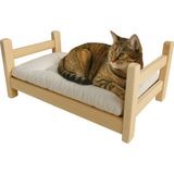 El Yapımı Çam Ağacı Kedi Karyolası ve Özel Üretim Sünger Yatağı– 30X52X23 cm
