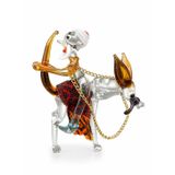 El Yapımı Cam Biblo, Eşeğe Ters Binen Nasreddin Hoca Figürü, Murano Tarzı İtalyan Cam, 10 cm, Metal Zincir Detaylı, Tekli