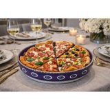 El Yapımı Çini Pizza Tabağı 30 cm – Nazar Motifli Seramik Servis Tabağı | Sunum & Sofra Dekoru - 1 Adet - Çok Renkli