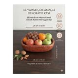 El Yapımı Çok Amaçlı Ekmek ve Meyve Kasesi - Dekoratif Sunum Kabı, Eşsiz Artisan Doku (26x13 cm)