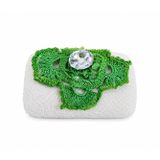 El Yapımı Dantel Süslemeli Kokulu Banyo Sabunu, Yeşil, 7x5x3 cm, Hediyelik, Düğün ve Kına Gecesi için Özel Tasarım, 1 Adet