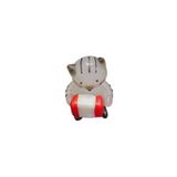 El Yapımı Dekoratif Cam Kedi Biblo, Kırmızı Akordeon Detaylı, 4x4x3 cm