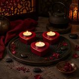 El Yapımı Dekoratif Kalp Mumluk Seti 3'Lü Tealight Mumluk Masa Üstü Ev Dekoru Ev Aksesuarı