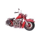 El Yapımı Dekoratif Metal Chopper Motosiklet Maketi, Kırmızı, Vintage Tasarım