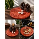 El Yapımı Dekoratif Sunum Tabağı 26X26 cm Kırılmaz Rustik Servis Tablası
