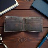 El Yapımı Deri Cüzdan, Minimalist, Klasik Tasarım, Erkekler için (Siyah Kahve Outdoor)
