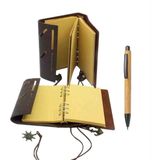 El Yapımı Deri Kapaklı Defter ve Bambu Touchpen Kalem Hediyeli Set – Vintage Günlük, Ajanda, Ofis ve Özel Gün Hediyesi