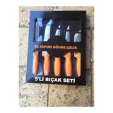 El Yapımı Dövme Çelik 5Li Bıçak Seti ( Et Doğrama Bıçağı, Sıyırma Bıçağı,)