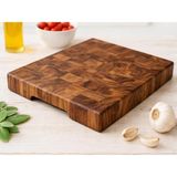 El Yapımı End Grain Kestane Ahşap Kesme Tahtası 39×29 cm / 3.5 cm Kalınlık / Profesyonel Butc - Çok Renkli