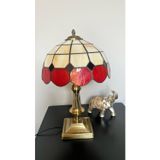 El Yapımı Eskitme Vitray Retro Barok Abajur Masa Lambası Oturma Yatak Odası kırmızı beyaz