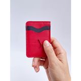 El Yapımı Hakiki Deri Minimalist Kırmızı-Siyah Kadın Cüzdan & Kartlık