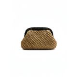 El Yapımı Hasır Clutch Çanta, Örgü Rafya Malzeme, Çerçeve Kapaklı, Minimalist Şık Tasarım, 14x21 Cm, Kadın