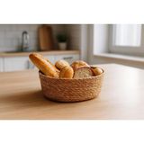 El Yapımı Hasır Ekmek Sepeti, Yıkanabilir Bez Astarlı Çok Amaçlı Oval Sunum ve Dekoratif Saklama Sepeti, Ekmeklik (22X16X8 Cm) - 0,33 - 00-Siyah - Beyaz