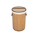 El Yapımı Hasır Katlanır Çamaşır Sepeti Yuvarlak 55 Litre (35CM*35CM*61CM), Doğal Malzemeden Üretilmiş Çamaşırlık - 35 x 35 cm