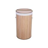 El Yapımı Hasır Katlanır Çamaşır Sepeti Yuvarlak 60 Litre (35CM*35CM*61CM), Doğal Malzemeden Üretilmiş Çamaşırlık (Naturel) - 35 x 35 cm