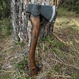 El Yapımı Kamp Baltası – ST60 Yüksek Manganlı Karbon Çelik, 47 cm Gürgen Saplı, Deri Kılıflı Bushcraft ve Odun Yarma Baltası | Tanto Bushcraft Huginn X