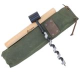 El Yapımı Kamp Burgu Matkap 25 cm – 18 mm / 20 mm çap Varyasyonlu İsveç Ocağı Burgu Matkabı, Kanvas Kılıflı Bushcraft ve Outdoor El Burgusu | Tanto Bushcraft (20 mm çap)