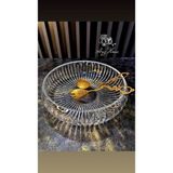 El Yapımı Kesme Kristal Cam Çizgi Desen Salata / Sunum Kasesi 28 cm - 1 Adet