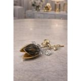 El Yapımı Kristal Tomurcuk Gül – Altın Varak Detaylı, 20 x 10 cm, Avangard Tarz, Dekoratif Obje