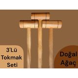 El Yapımı Küçük Ahşap Tokmak Zeytin Ceviz Fındık Kırıcı 3 Adet