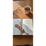 El Yapımı Makrome Kitap Ayracı | Koton Ip Örgü Tasarım | 5X18 cm - Kahverengi - Bej