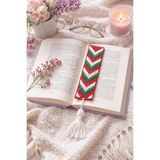 El Yapımı Makrome Kitap Ayracı | Koton Ip Örgü Tasarım | 5X18 cm - Kırmızı - Yeşil