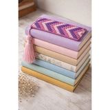 El Yapımı Makrome Kitap Ayracı | Koton Ip Örgü Tasarım | 5X18 cm - Mor - Pembe