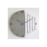 El Yapımı Masif Ahşap Duvar Saati 40x40 cm Vizon Gri ve Beyaz - Gümüş Rakamlı