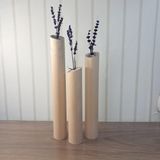 El Yapımı Masif Kayın Ağacı Dekoratif Vazo Seti, 3'lü, Doğal Ahşap, 25/30/40 cm Yükseklik, Rustik Boho Tarz, Kurutulmuş Çiçek ve Lavanta için Uygun