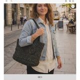 El Yapımı Megahan Boutıque Tasarım Kagıt Ip Sıyah Gold Sımlı Trend El Örgu Yazlık Modern Çanta Handmade - Siyah