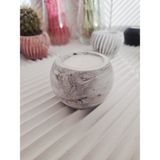 El Yapımı Mermer Desenli Kokulu Mumluk ve Mum - Gri - Beyaz