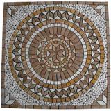 El Yapımı Mermer Traverten Mozaik Dekor, 80x80 cm Kare Madalyon Göbek. Zemin, Duvar, Teras, Sahil Evleri ve Masa Üstü Kaplaması için Antik Görünümlü Dekoratif Doğal Taş