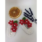 El Yapımı Minik Çiçekli Çıtçıtlı Örgü Toka - Kırmızı