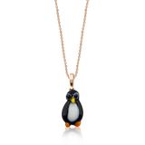 El Yapımı Murano Camı Penguen Gümüş Kolye