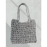 El Yapımı Örgü Kadın Kol Çantası | Şık Tasarım | 27x25 cm | Antrasit Renk | Bohem Stil