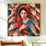 El Yapımı original yağlı boya Tablo | tuval üzerinde portre Duvar Dekoru | 40x40 cm