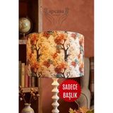 El Yapımı Özel Tasarım Sonbahar Ormanı Desenli Lambader Başlığı -Şapka (40X25 Cm)