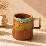 El Yapımı Porselen Kupa 200 ml, Artistik Sırlı Kahve Kupası, Mikrodalga Uyumlu Büyük Kupa Bardak, Çay ve Sıcak Çikolata İçin Moderin Mug Fincan, AMBER FORGE*1