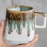 El Yapımı Porselen Kupa 200 ml, Artistik Sırlı Kahve Kupası, Mikrodalga Uyumlu Büyük Kupa Bardak, Çay ve Sıcak Çikolata İçin Moderin Mug Fincan, TITAN TIDE*1