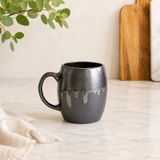 El Yapımı Porselen Kupa 450 ml, Artistik Sırlı Kahve Kupası, Mikrodalga Uyumlu Büyük Kupa Bardak, Çay ve Sıcak Çikolata İçin Moderin Mug Fincan, OBSİDİAN FLOW, 1