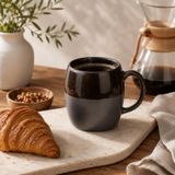 El Yapımı Porselen Kupa 450 ml, Artistik Sırlı Kahve Kupası, Mikrodalga Uyumlu Büyük Kupa Bardak, Çay ve Sıcak Çikolata İçin Moderin Mug Fincan, SHADOW CREST, 1