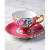 El Yapımı Porselen Sultan Kahve Fincanı (Koyu Pembe)