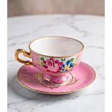 El Yapımı Porselen Sultan Kahve Fincanı (Pembe)