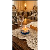 El Yapımı Reçine Mumluk, Deniz Kabuğu ve Yıldız Desenli, Mavi, Tealight Uyumlu, Masa Dekorasyonu için