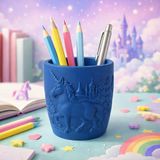El Yapımı Reçine Unicorn Kalemlik ve Masa Dekorasyonu - 5 Renk Seçeneği - Scultore Özel Tasarım Tekboynuzlu At Figürlü Ofis ve Çocuk Odası Düzenleyici - Mavi