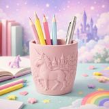 El Yapımı Reçine Unicorn Kalemlik ve Masa Dekorasyonu - 5 Renk Seçeneği - Scultore Özel Tasarım Tekboynuzlu At Figürlü Ofis ve Çocuk Odası Düzenleyici - Pembe