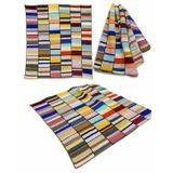El Yapımı Renkli Patchwork Örgü Battaniye – Koltuk, Yatak ve Dekoratif Kullanım İçin