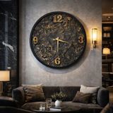 El Yapımı Rölyef Duvar Saati 64 cm Büyük Boy Dekoratif Modern Sanatsal Duvar Saati - 68 x 64