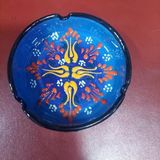 El Yapımı Seramik Küllük, Mavi Renkli, Çap 10 cm, Yükseklik 4 cm, 1 Adet